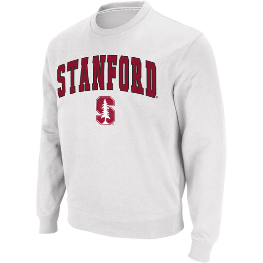 Men's Colosseum White Stanford Cardinal Arch & Logo Crew Neck Sweatshirt