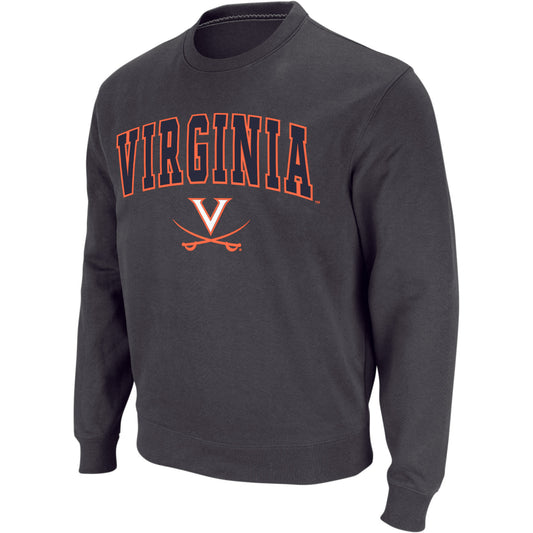 Men's Colosseum Charcoal Virginia Cavaliers Arch & Logo Crew Neck Sweatshirt