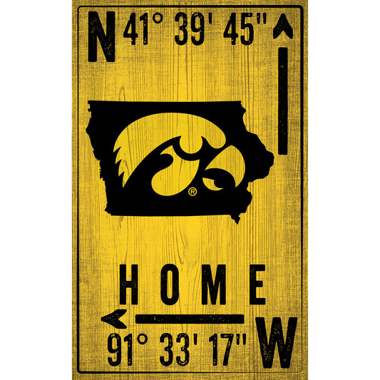 Iowa Hawkeyes 11" x 19" Coordinate Sign