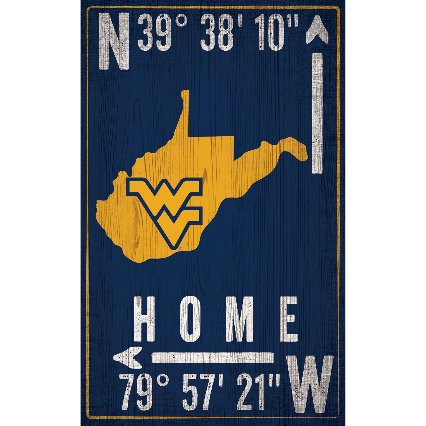 West Virginia Mountaineers 11" x 19" Coordinate Sign