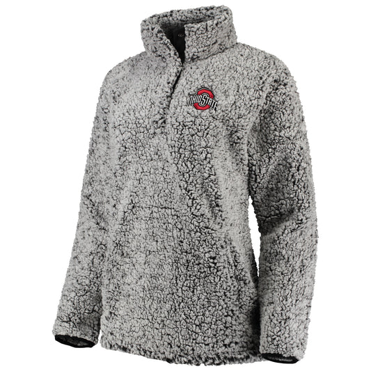 Women's Charcoal Ohio State Buckeyes Coast to Coast Sherpa Quarter-Snap Pullover Jacket