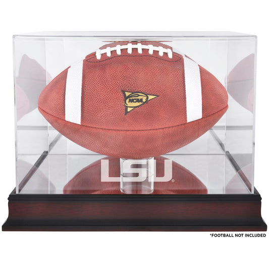 LSU Tigers Mahogany Football Logo Display Case with Mirror Back