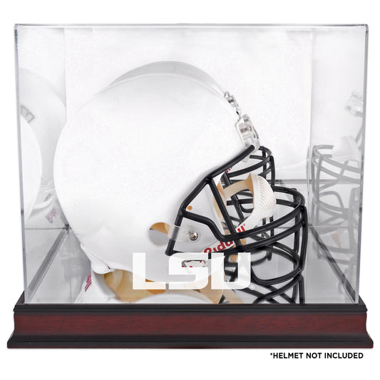 LSU Tigers Mahogany Helmet Logo Display Case with Mirror Back