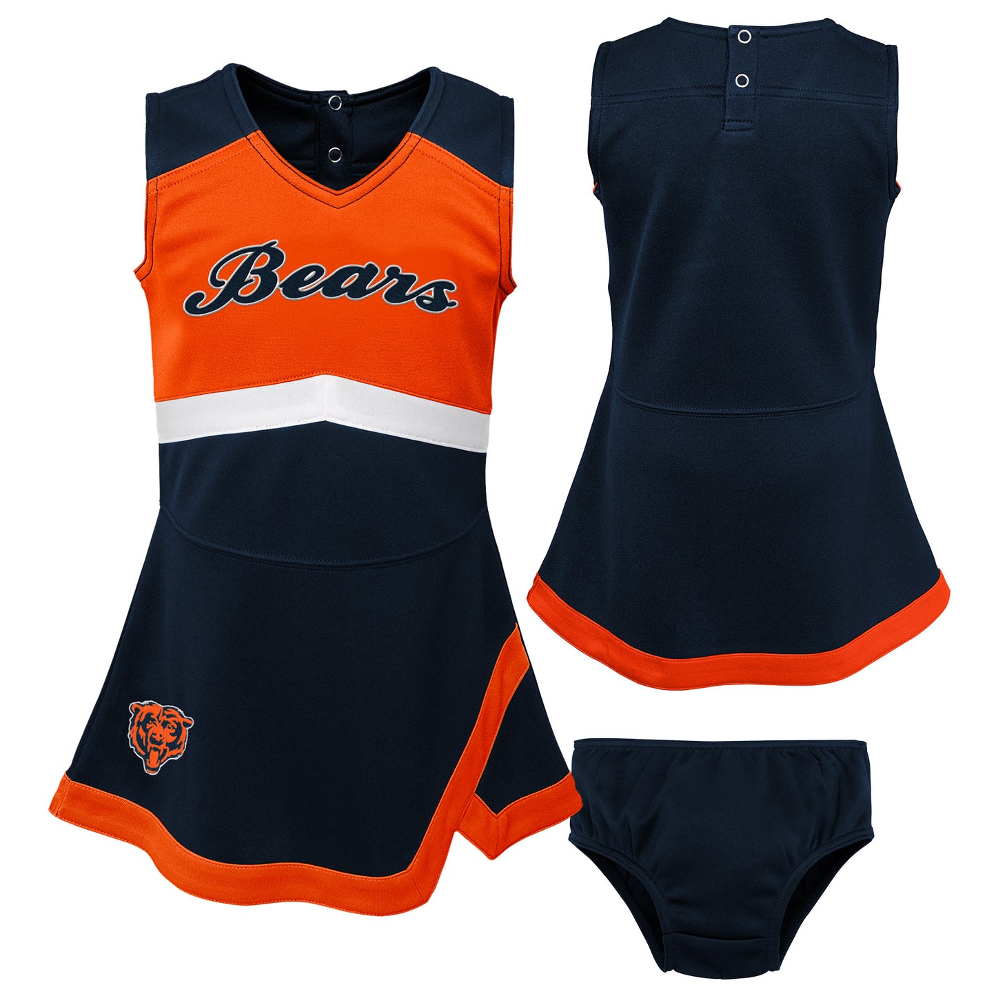 Girls Infant Navy/Orange Chicago Bears Cheer Captain Jumper Dress