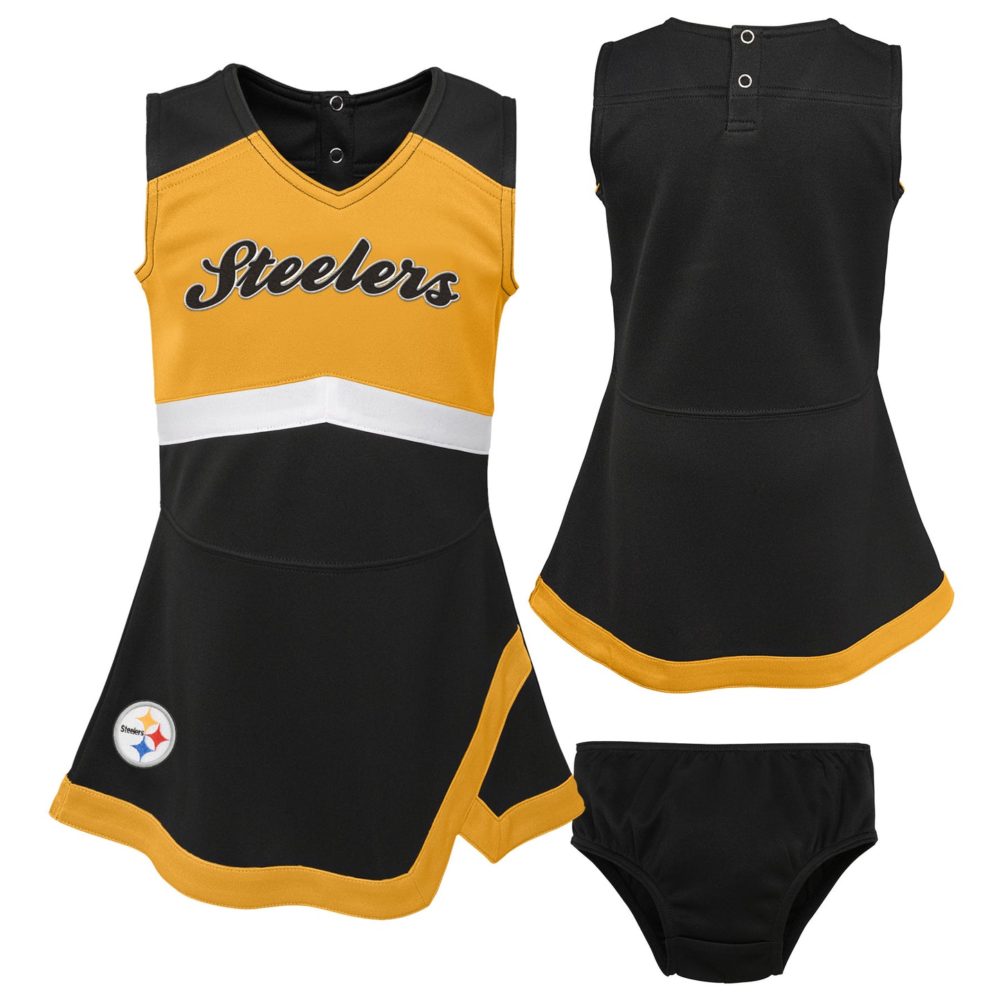 Girls Infant Black/Gold Pittsburgh Steelers Cheer Captain Jumper Dress