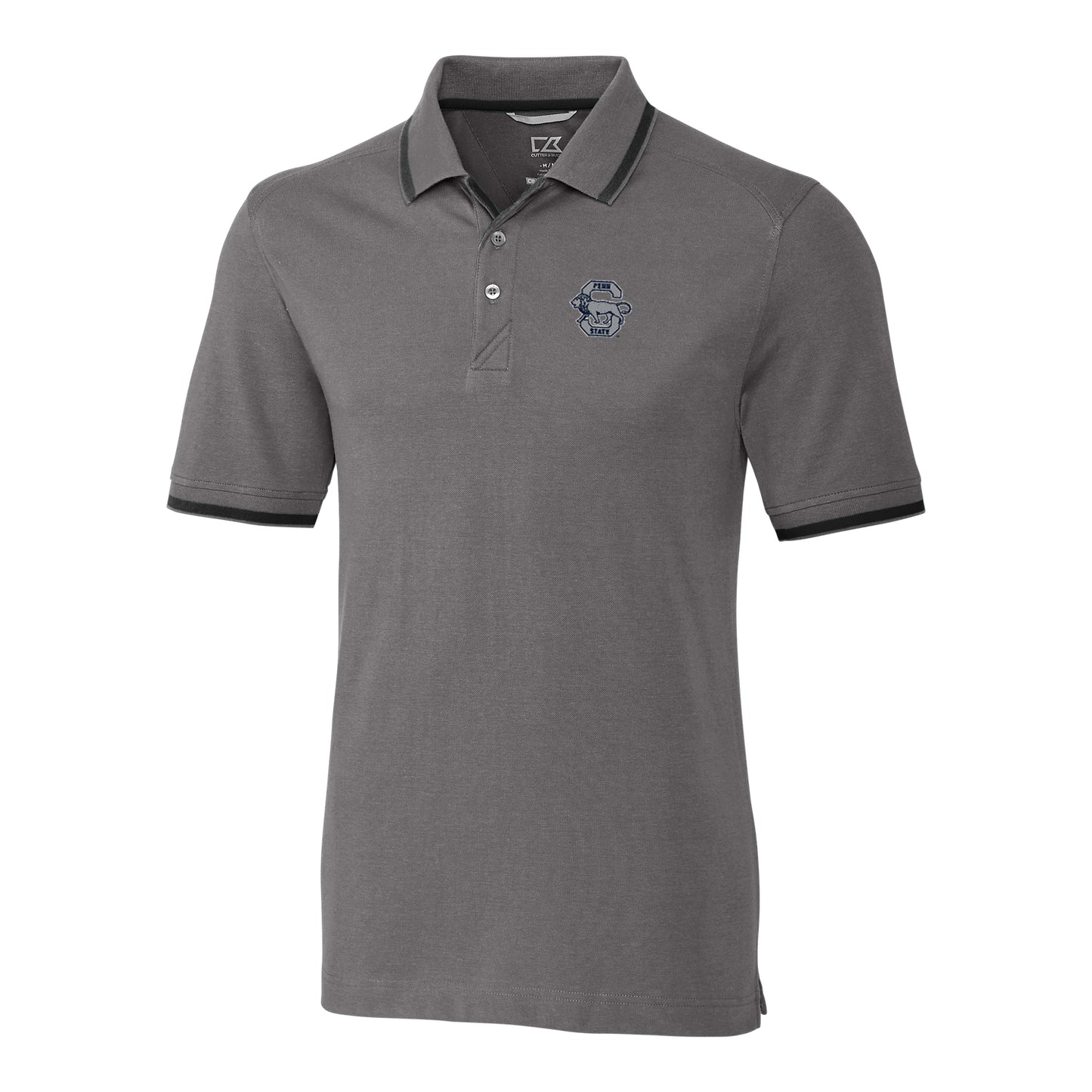 Men's Cutter & Buck Gray Penn State Nittany Lions Vault Advantage Tipped Logo Polo