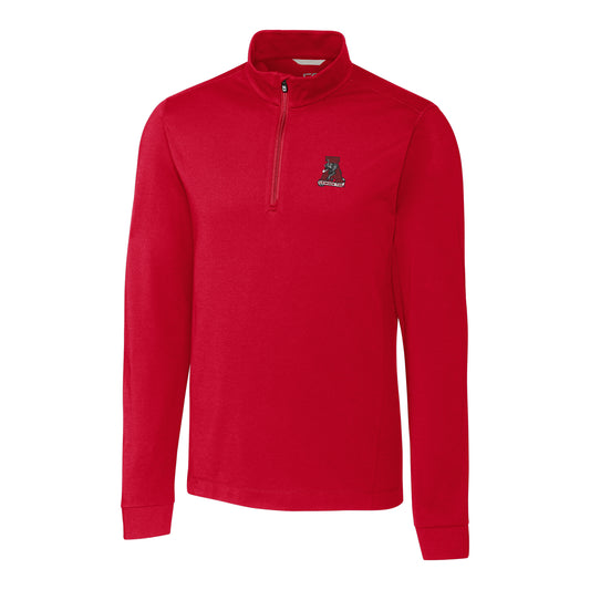 Men's Cutter & Buck Crimson Alabama Crimson Tide Vault Advantage Quarter-Zip Mock Neck Sweater