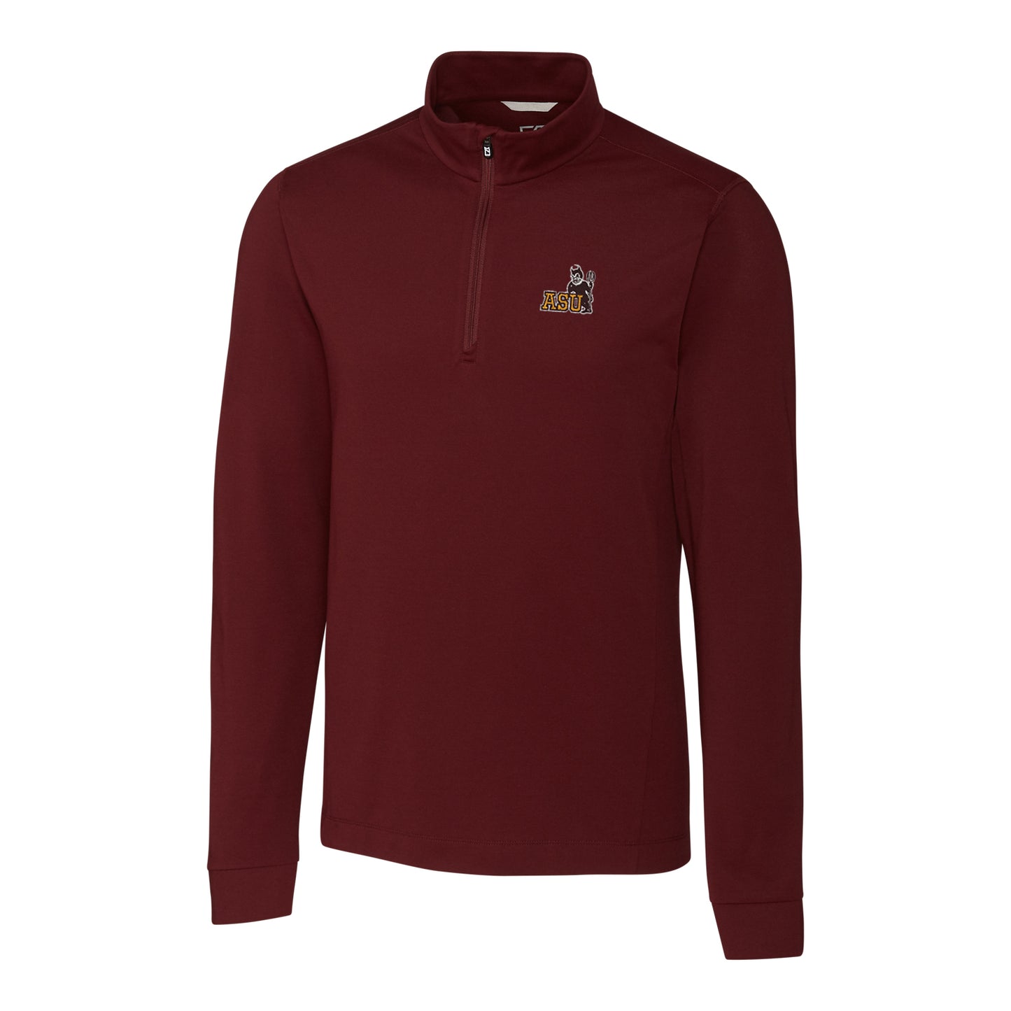 Men's Cutter & Buck Maroon Arizona State Sun Devils Vault Advantage Quarter-Zip Mock Neck Sweater