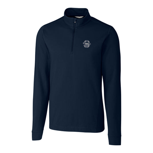 Men's Cutter & Buck Navy Penn State Nittany Lions Vault Advantage Quarter-Zip Mock Neck Sweater