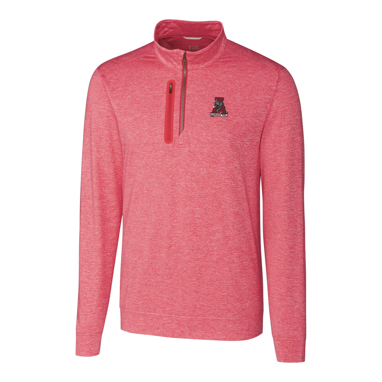 Men's Cutter & Buck Crimson Alabama Crimson Tide Stealth Vault Logo Half-Zip Jacket