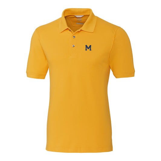 Men's Cutter & Buck Gold Michigan Wolverines DryTec Advantage Vault Logo Polo