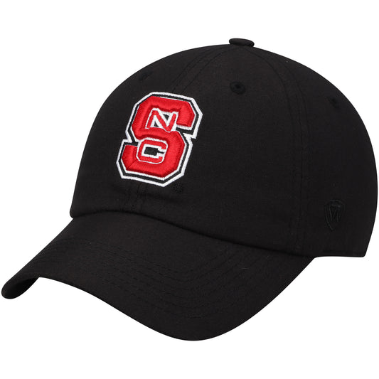 Men's Top of the World Black NC State Wolfpack Primary Logo Staple Adjustable Hat