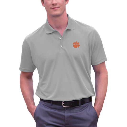 Men's Gray Clemson Tigers Big & Tall Vansport Omega Tech Polo