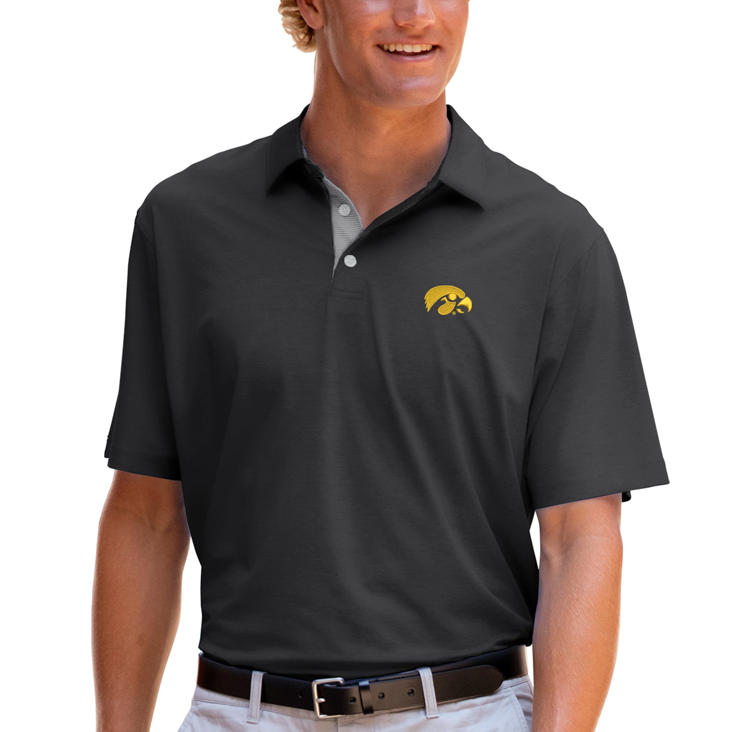 Men's Black Iowa Hawkeyes Pro Signature Polo