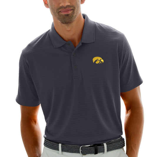 Men's Gray Iowa Hawkeyes Textured Stripe Polo