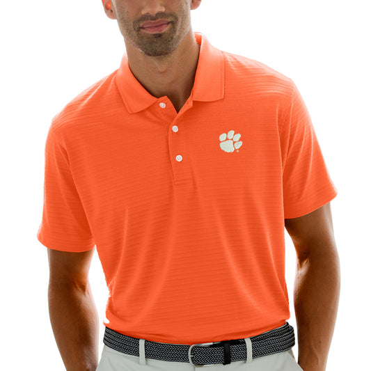 Men's Orange Clemson Tigers Textured Stripe Polo