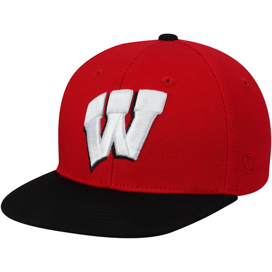 Youth Top of the World Red Wisconsin Badgers Maverick Snapback Adjustable Hat