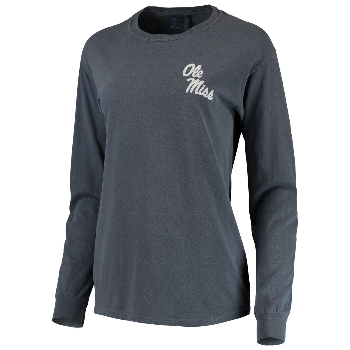Women's Navy Ole Miss Rebels Comfort Colors Campus Skyline Long Sleeve Oversized T-Shirt