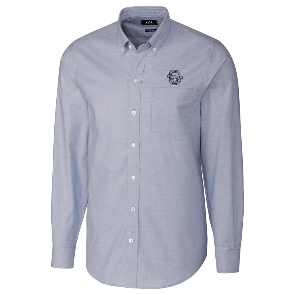 Men's Cutter & Buck Light Blue Penn State Nittany Lions Big & Tall College Vault Stretch Oxford Tri-Blend Long Sleeve Button-Down Shirt