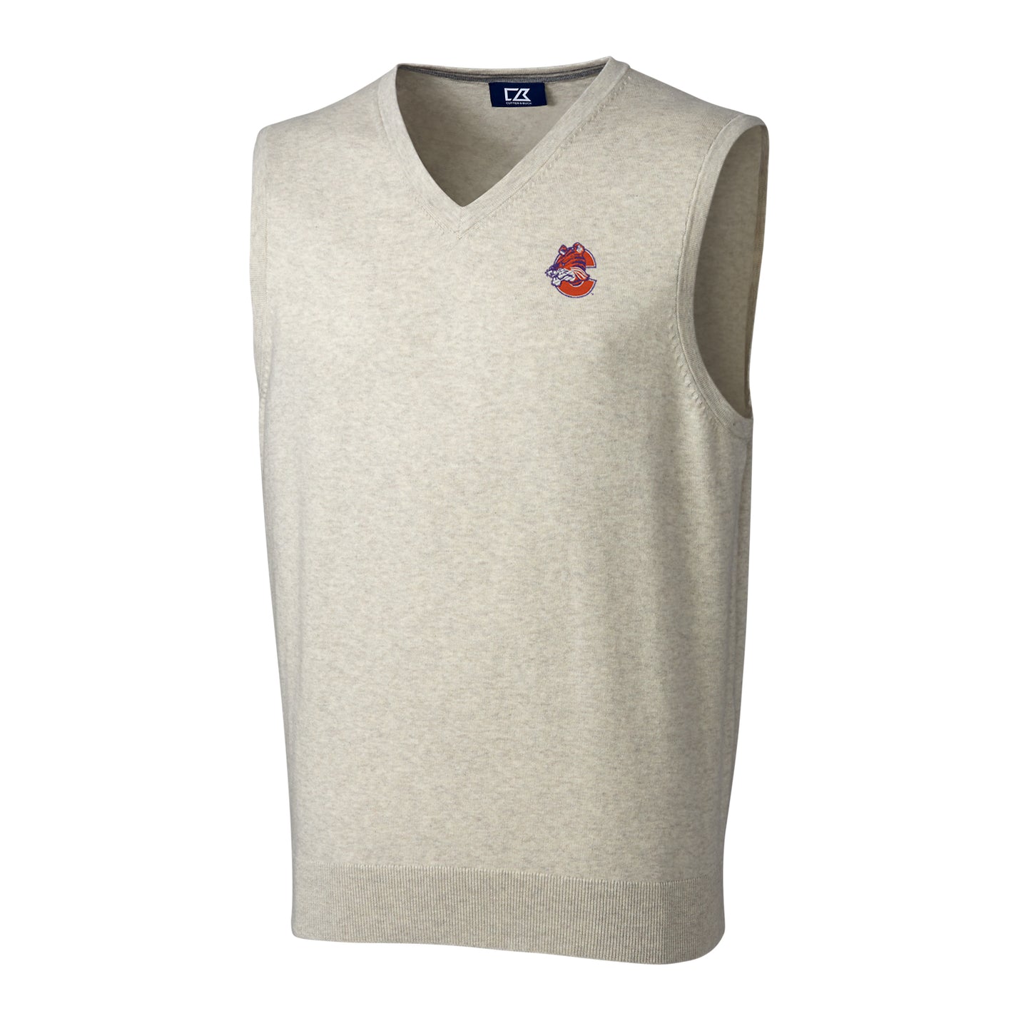 Men's Cutter & Buck Cream Clemson Tigers Big & Tall College Vault Lakemont Tri-Blend Vest
