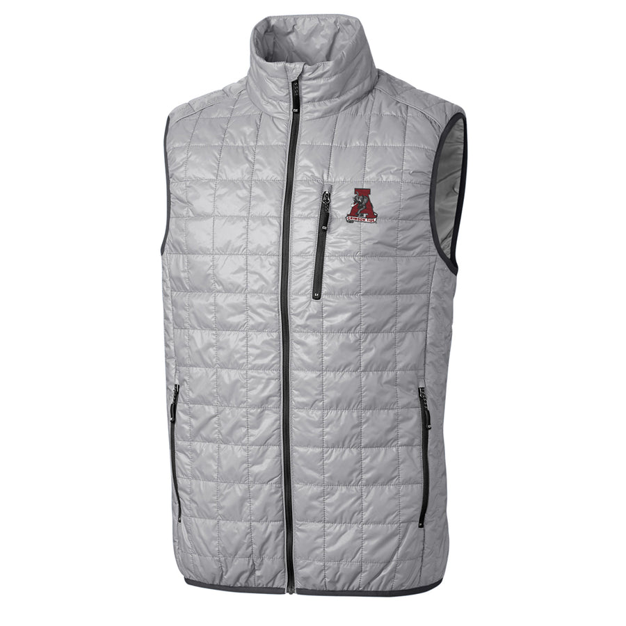 Men's Cutter & Buck Gray Alabama Crimson Tide Big & Tall College Vault Rainier Full-Zip Vest