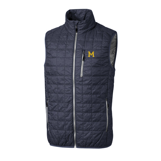 Men's Cutter & Buck Anthracite Michigan Wolverines Big & Tall College Vault Rainier Full-Zip Vest