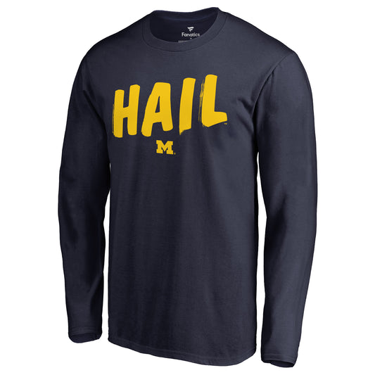 Men's Navy Michigan Wolverines Hometown Collection Hail Long Sleeve T-Shirt
