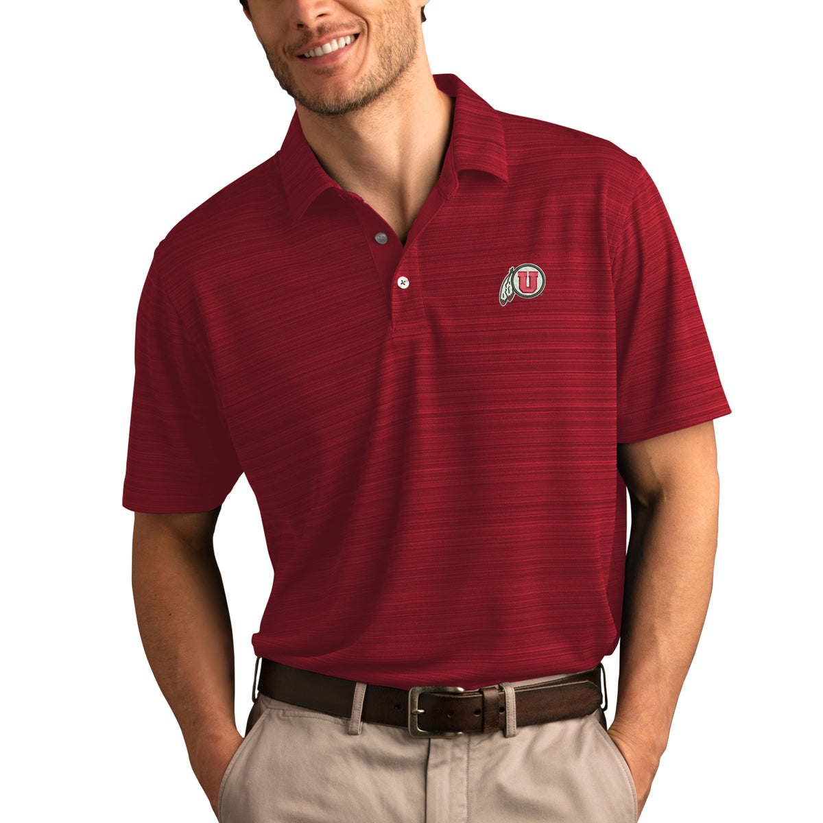 Men's Red Utah Utes Vansport Strata Textured Polo