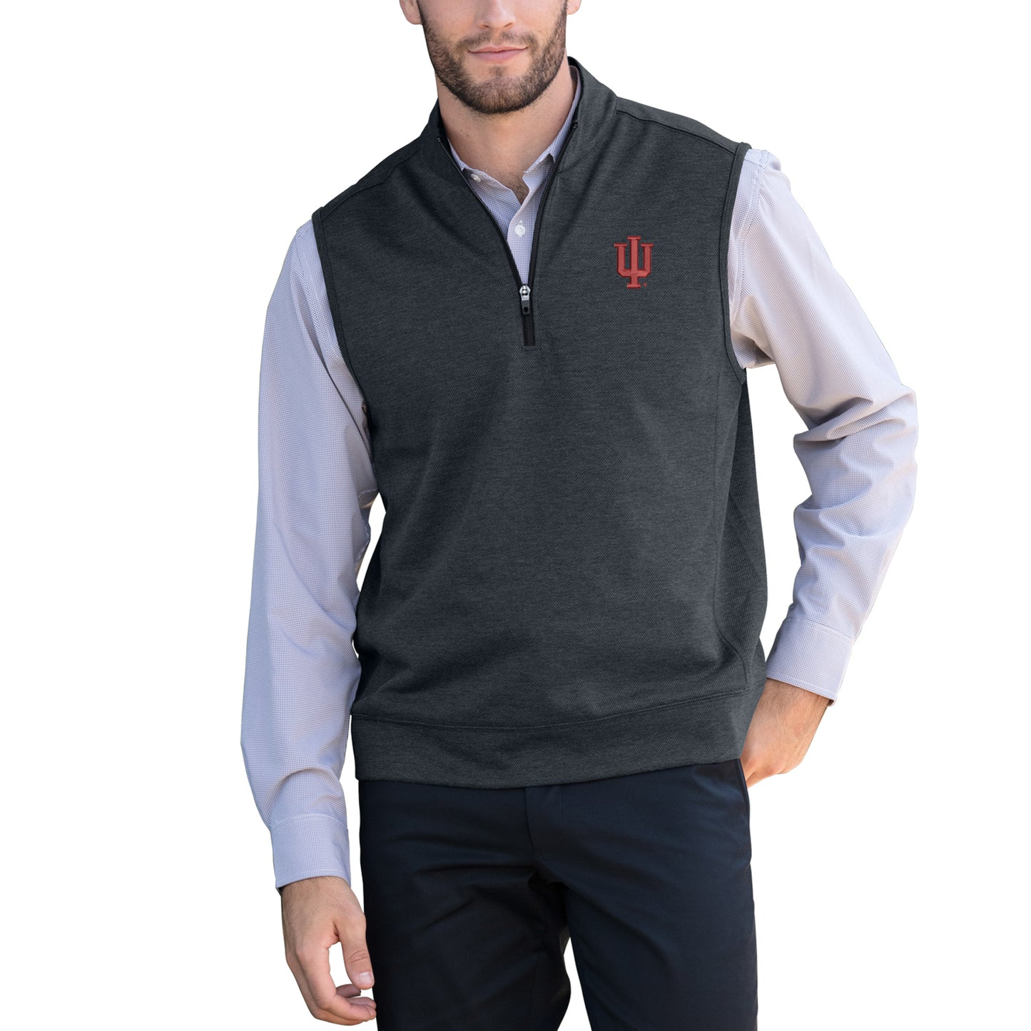 Men's Black Indiana Hoosiers Vansport Cypress Quarter-Zip Vest