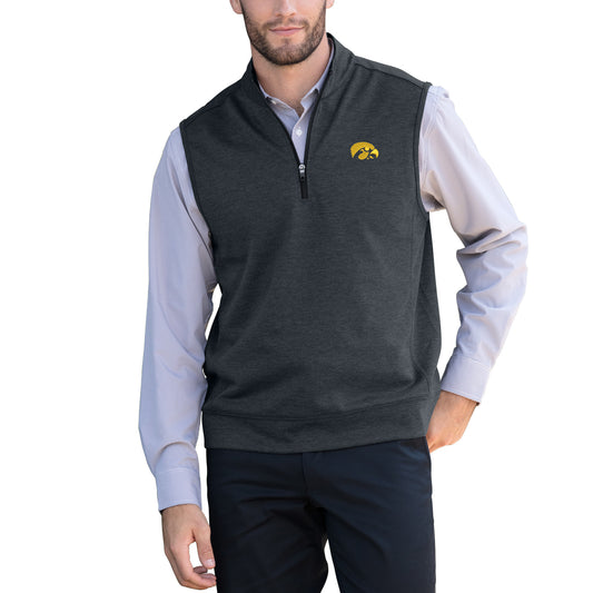 Men's Black Iowa Hawkeyes Vansport Cypress Quarter-Zip Vest