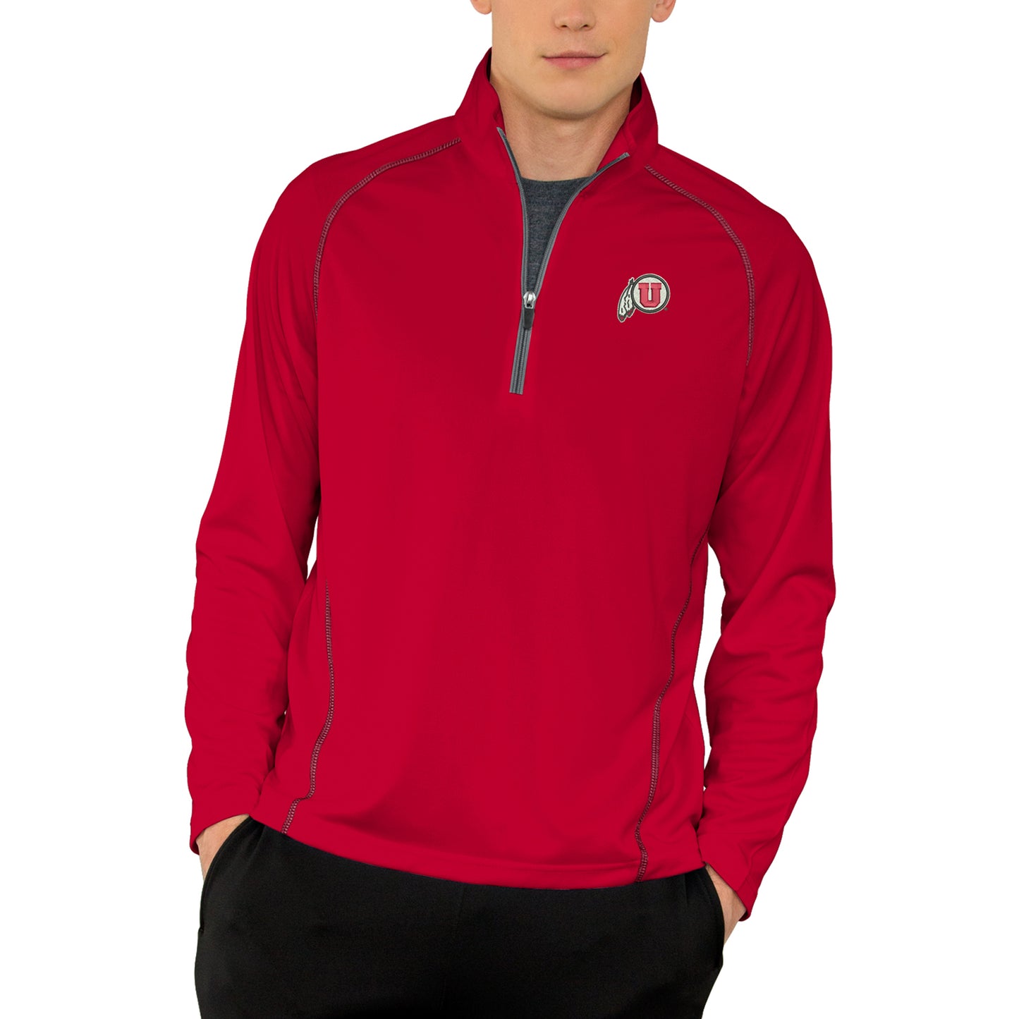 Men's Red Utah Utes Vansport Performance Quarter-Zip Pullover Jacket