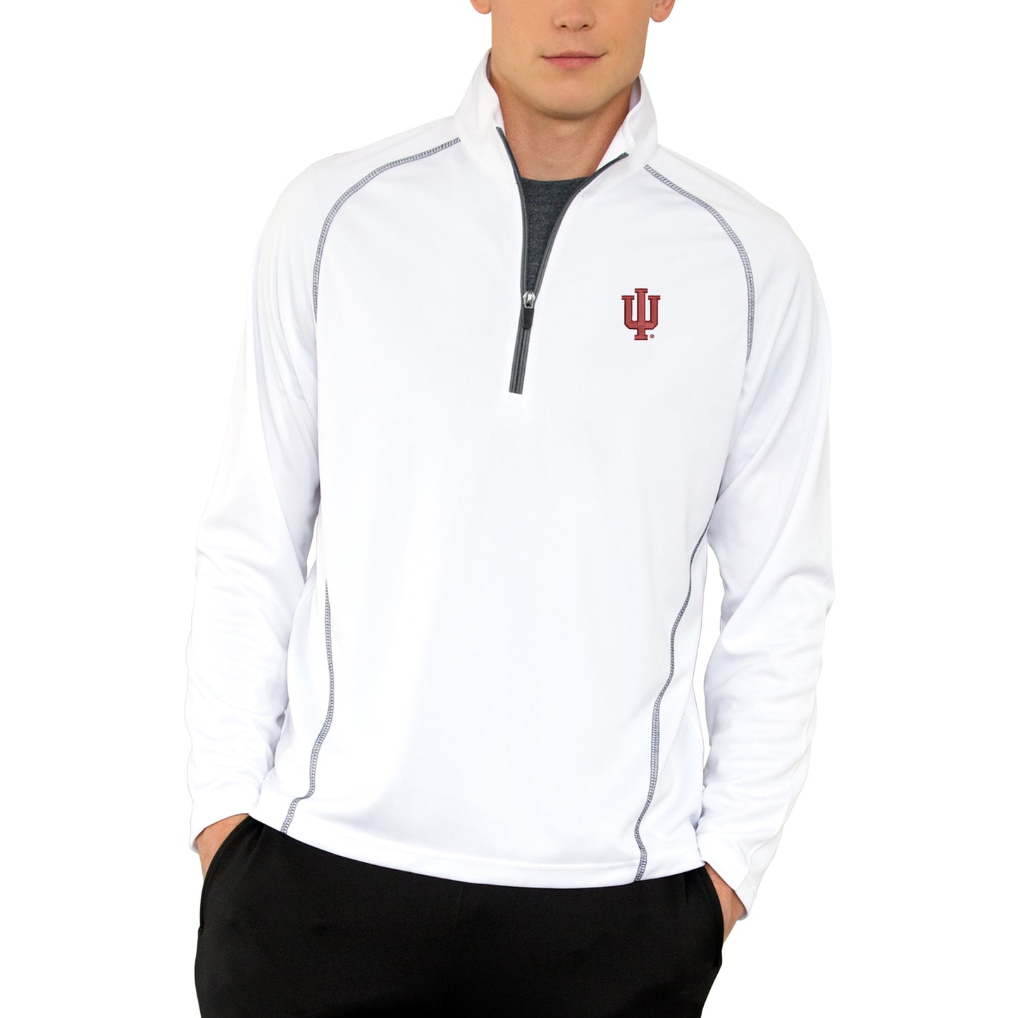 Men's White Indiana Hoosiers Vansport Performance Quarter-Zip Pullover Jacket