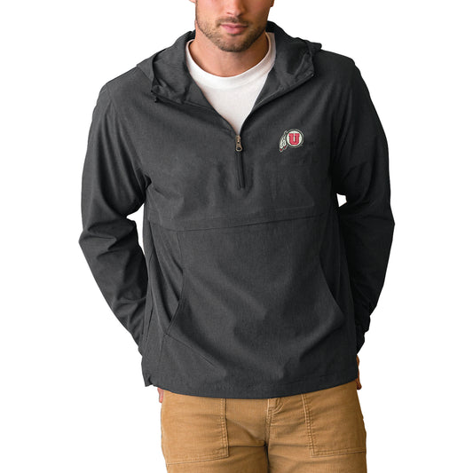 Men's Charcoal Utah Utes Stretch Anorak Quarter-Zip Pullover Jacket