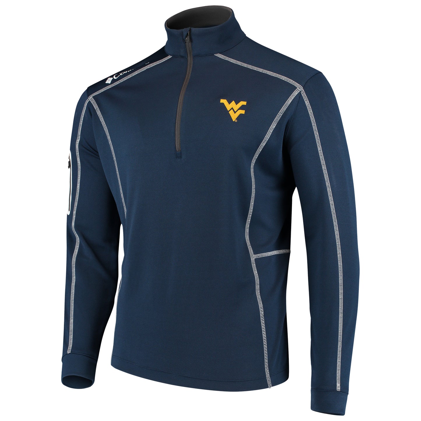 Men's Columbia Golf Navy West Virginia Mountaineers Shotgun Quarter-Zip Pullover Jacket