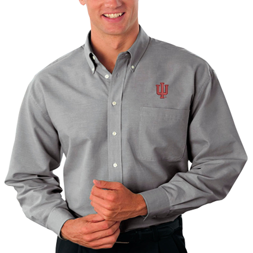 Men's Gray Indiana Hoosiers Big & Tall Velocity Oxford Button-Down Shirt