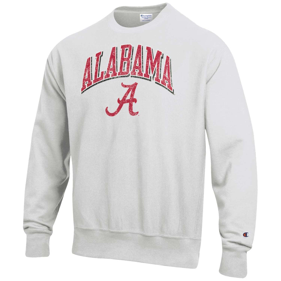 Men's Champion Gray Alabama Crimson Tide Arch Over Logo Reverse Weave Pullover Sweatshirt
