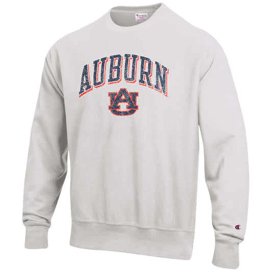 Men's Champion Gray Auburn Tigers Arch Over Logo Reverse Weave Pullover Sweatshirt