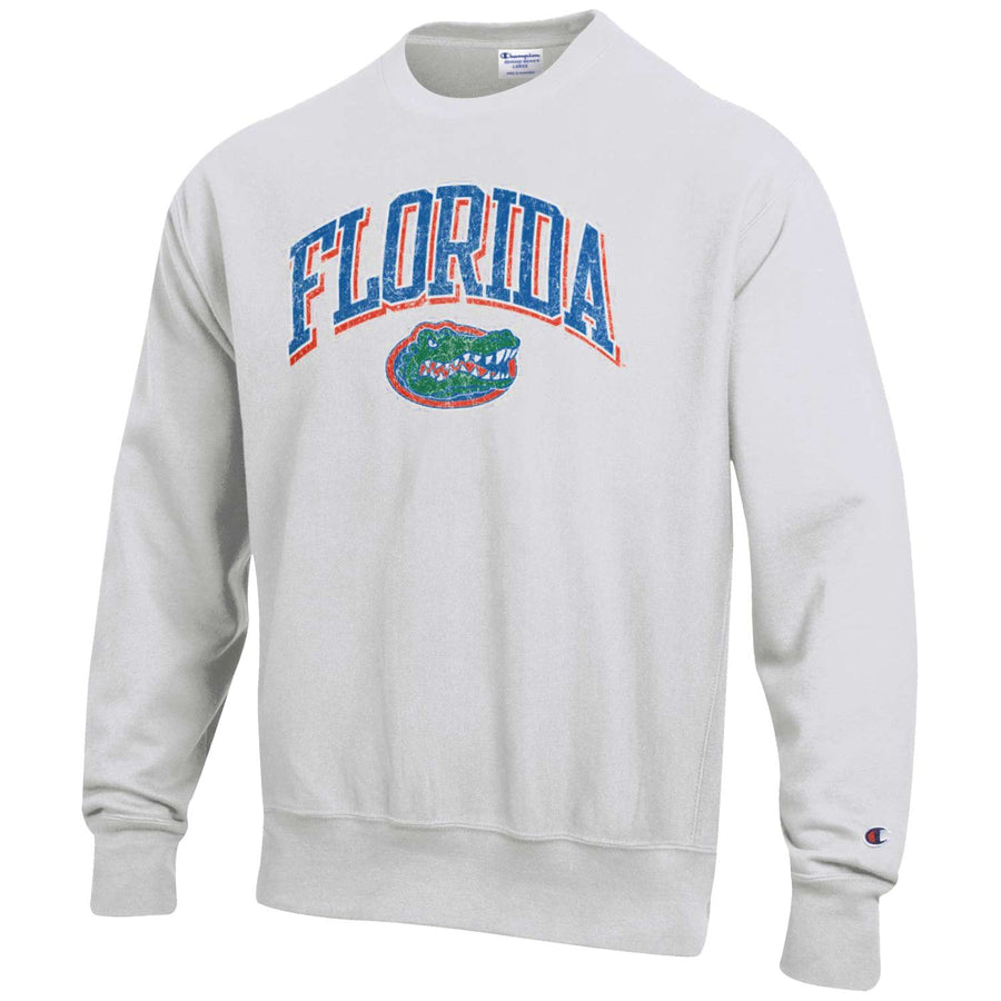 Men's Champion Gray Florida Gators Arch Over Logo Reverse Weave Pullover Sweatshirt