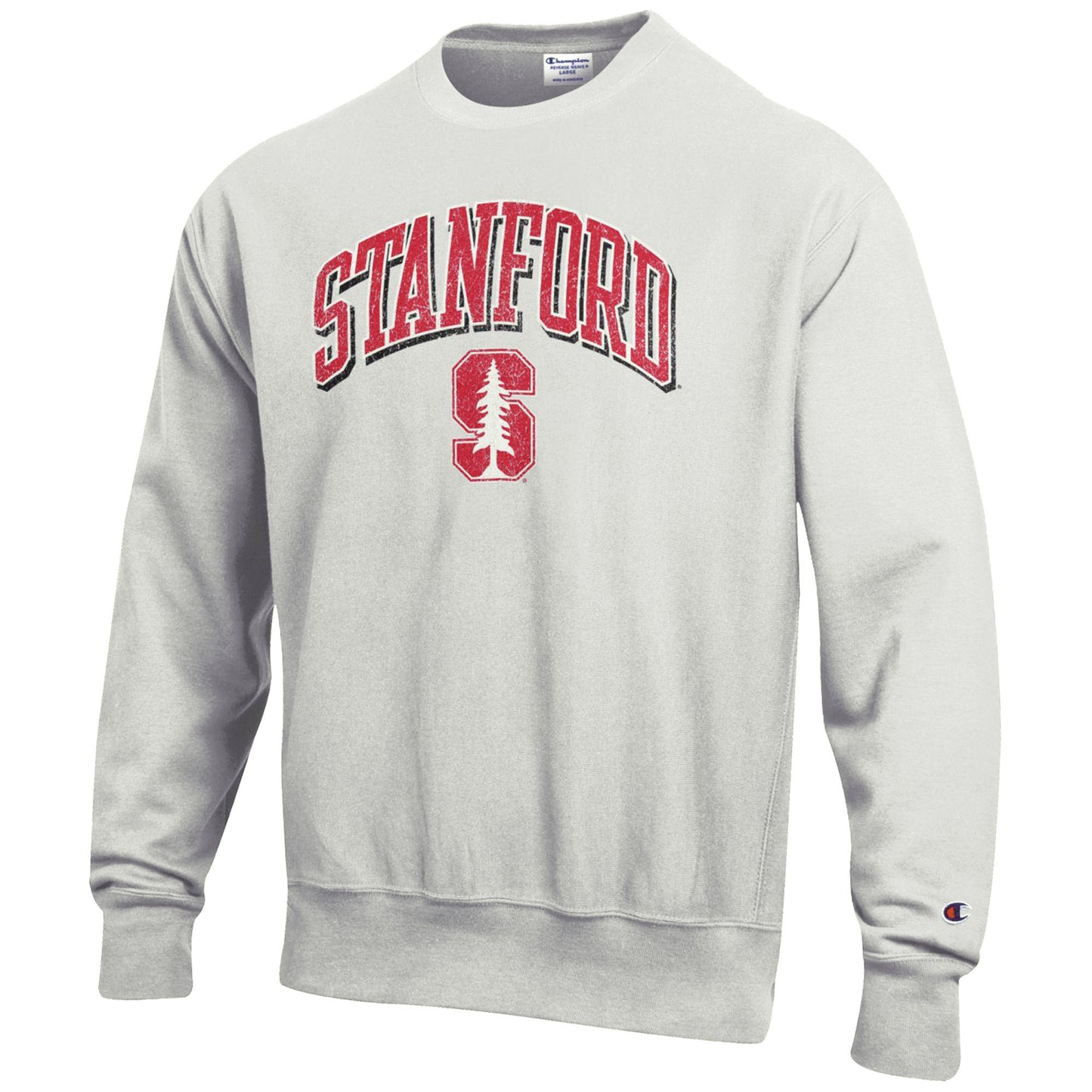 Men's Champion Gray Stanford Cardinal Arch Over Logo Reverse Weave Pullover Sweatshirt