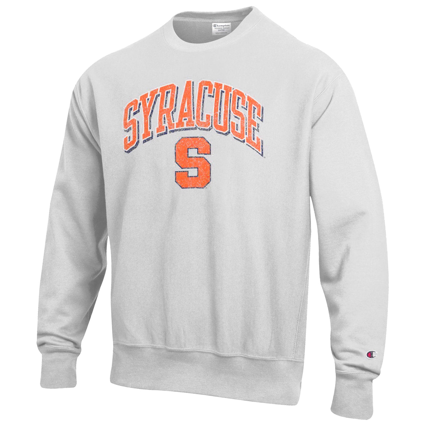 Men's Champion Gray Syracuse Orange Arch Over Logo Reverse Weave Pullover Sweatshirt