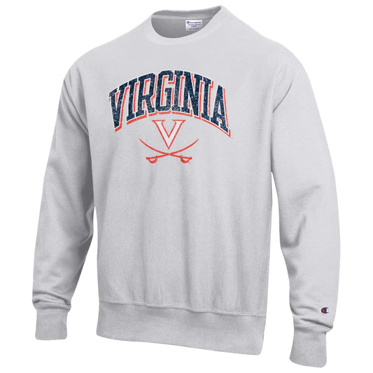 Men's Champion Gray Virginia Cavaliers Arch Over Logo Reverse Weave Pullover Sweatshirt