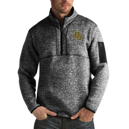 Men's Antigua Black Baylor Bears Fortune Big & Tall Quarter-Zip Pullover Jacket