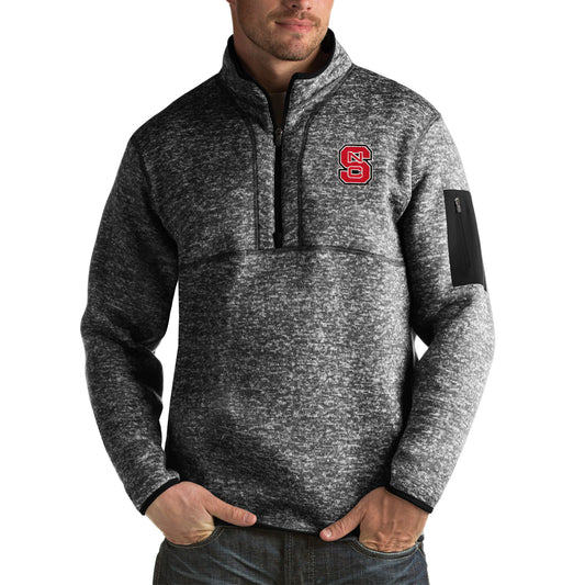 Men's Antigua Black NC State Wolfpack Fortune Big & Tall Quarter-Zip Pullover Jacket