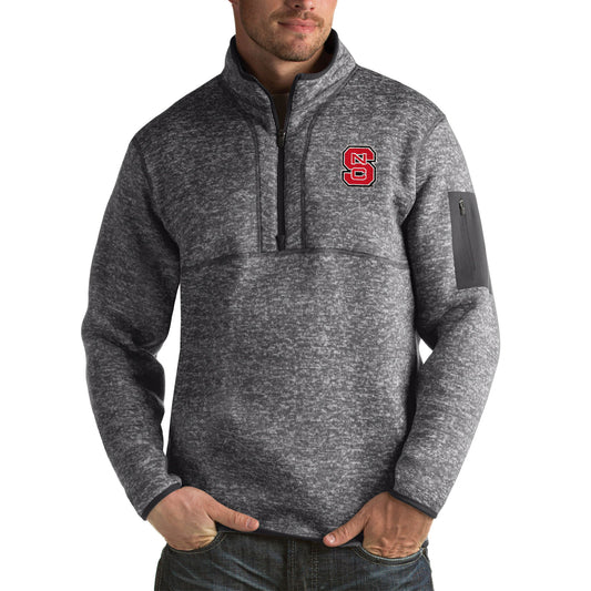 Men's Antigua Charcoal NC State Wolfpack Fortune Big & Tall Quarter-Zip Pullover Jacket