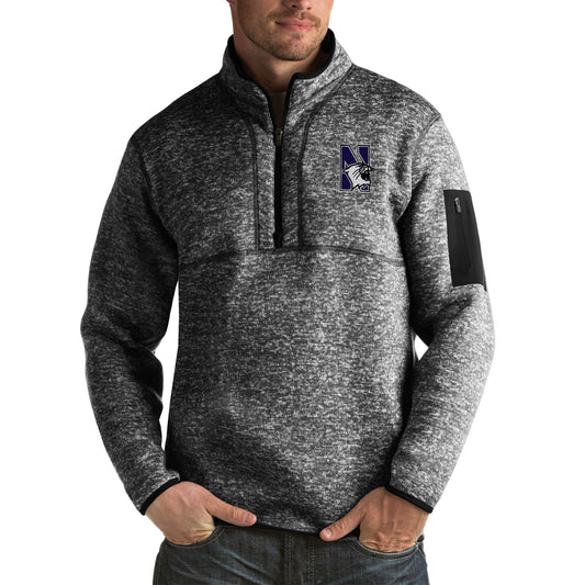 Men's Antigua Black Northwestern Wildcats Fortune Big & Tall Quarter-Zip Pullover Jacket