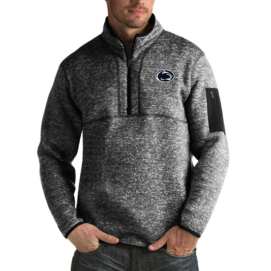Men's Antigua Black Penn State Nittany Lions Fortune Big & Tall Quarter-Zip Pullover Jacket
