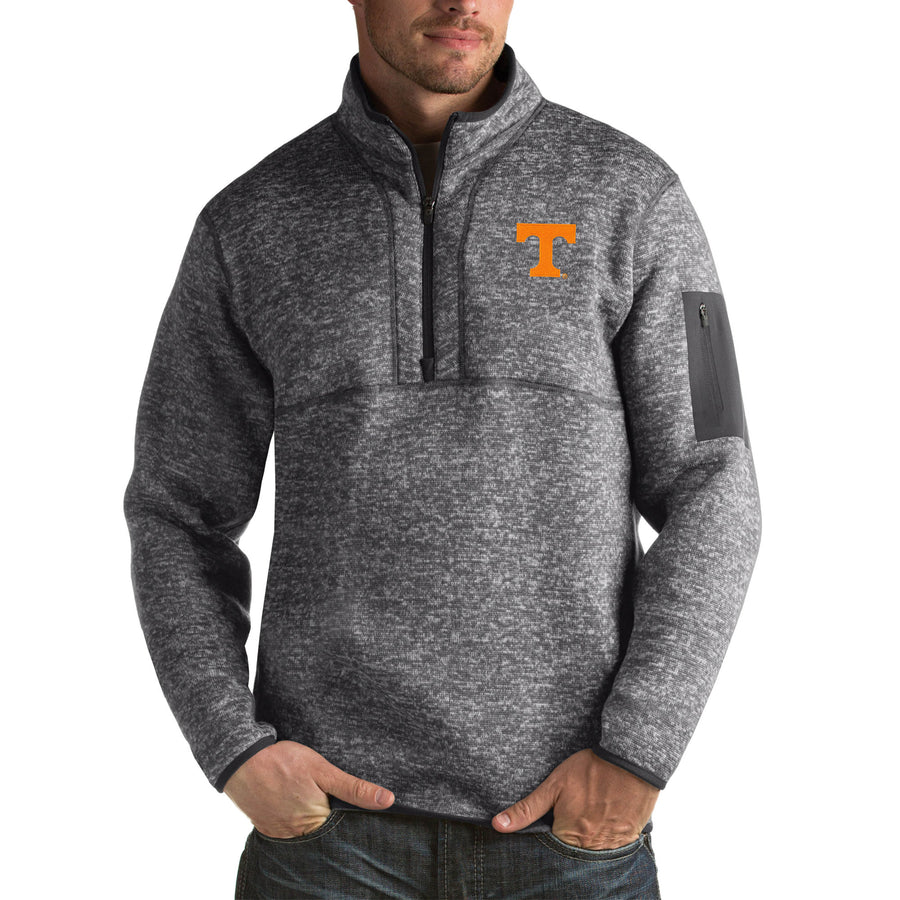 Men's Antigua Charcoal Tennessee Volunteers Fortune Big & Tall Quarter-Zip Pullover Jacket
