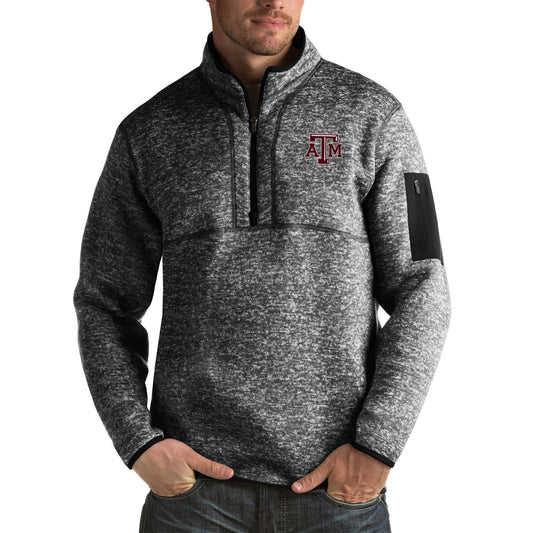Men's Antigua Black Texas A&M Aggies Fortune Big & Tall Quarter-Zip Pullover Jacket
