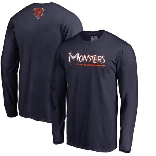 Men's NFL Pro Line Navy Chicago Bears Monsters Long Sleeve T-Shirt