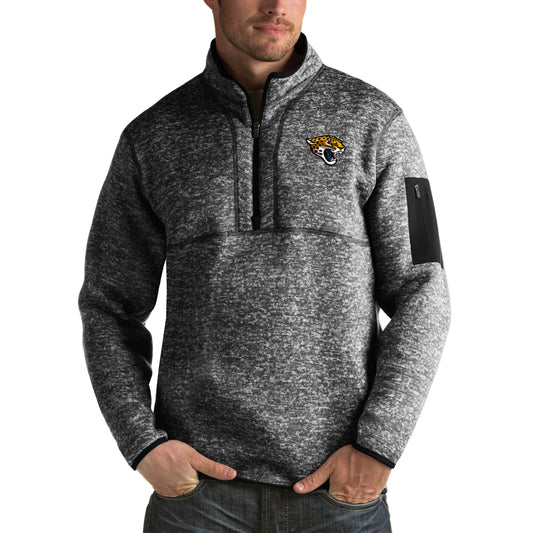 Men's Antigua Heather Black Jacksonville Jaguars Fortune Big & Tall Quarter-Zip Pullover Jacket